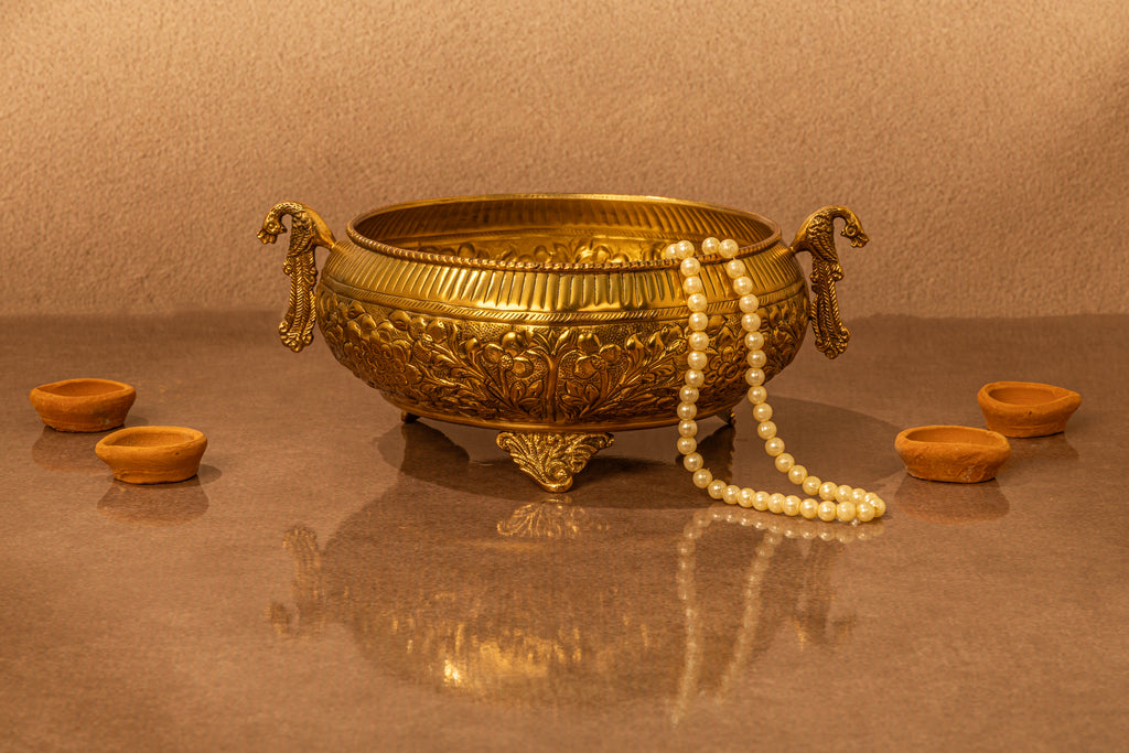 Peacock Embossed Bowl - Antique
