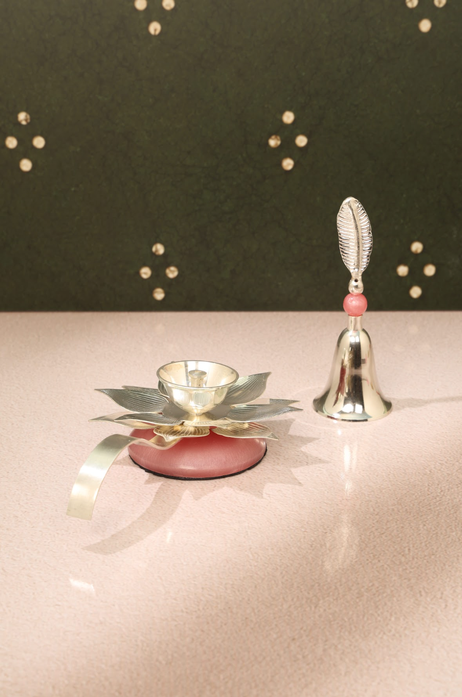 Lotus Diya and Bell Set