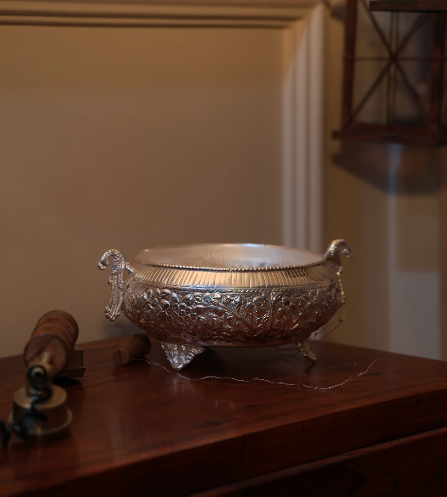 Peacock Embossed Bowl - Silver