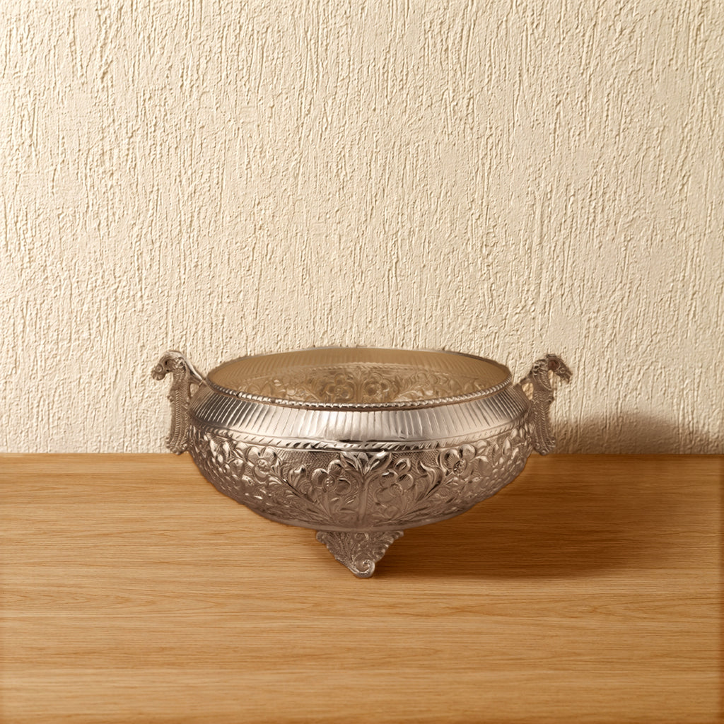 Peacock Embossed Bowl - Silver